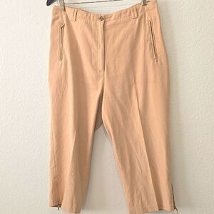 Jamie Sadock Pants Womens 12 Tan Khaki High Rise Nylon Ripstop Golf Crop Capri